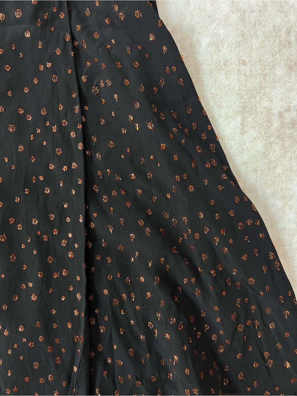 Madewell Metallic Dot Cape-Sleeve Faux Wrap Mini Dress Black Size 0 XS - Picture 9 of 11